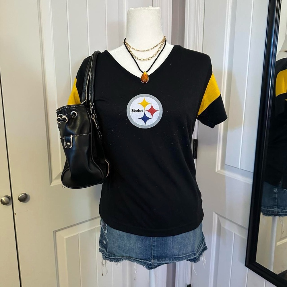 Steelers Women's Black and Yellow Top